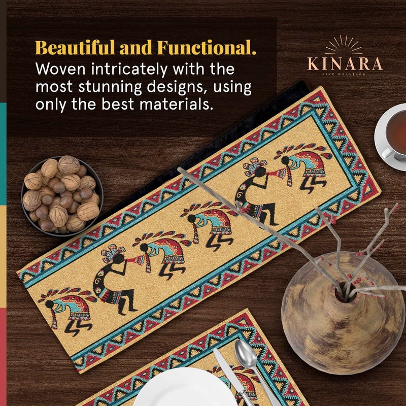 Kinara Native Blanket Table Runner â€“ Southwestern Native American Design â€“ Beautiful and Unique Pattern â€“ Fine Weaving 12.25x72 inch. - Image 3